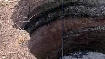 Foto: Se Abre Socavón en Terreno de Cultivo en Tlapa de Comonfort en Guerrero